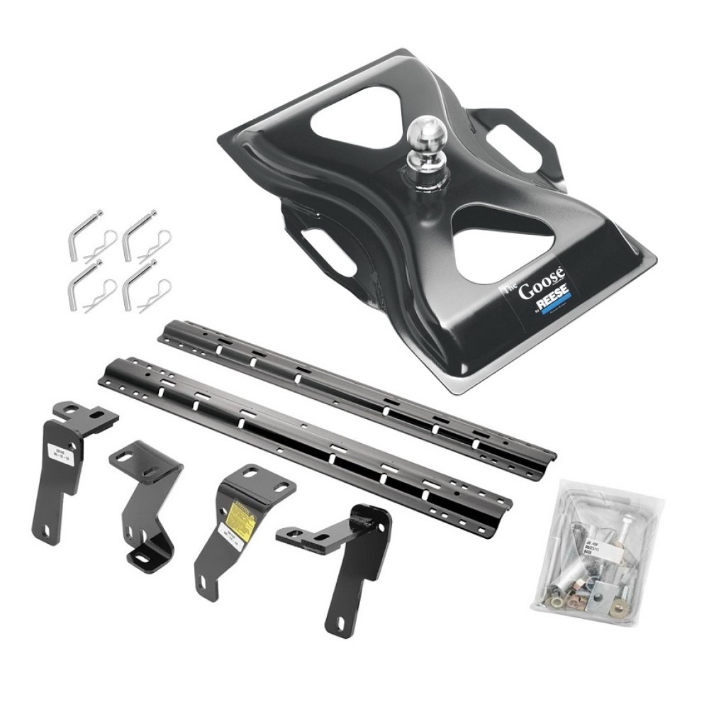 Reese Quick Install Rail Kit and 25K Gooseneck Hitch For 03-12 Dodge Ram 2500 3500 06-08 Ram 1500 Custom Fit No Drill Base Rails For Gooseneck Trailer