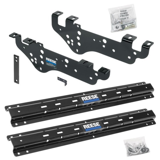 Reese Outboard Quick Install Rail Kit For 99-10 Ford F250 F350 F450 Custom Fit No Drill Base Rails For 5th Wheel and Gooseneck Trailer Hitch Fifth