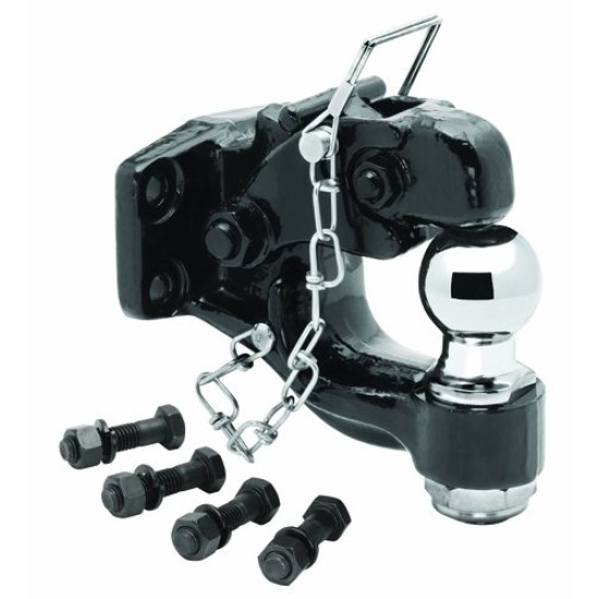 Draw-Tite 16K Pintle Hook Receiver w/ 2" Trailer Tow Hitch Ball Grade 8 Hardware Heavy Duty