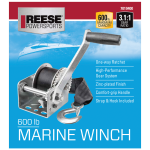 Reese Towpower Trailer Winch 600 lbs Capacity 15 ft Strap Clear Zinc Finish