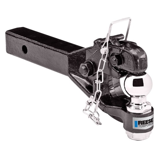 Reese Trailer Tow Hitch Ball Mount W/ 12K Pintle Hook Fits 2" Tow Receiver 7K Ball Rating 2,400 lbs Tongue Weight Chrome