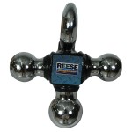 Reese Triple Ball Trailer Hitch Ball Mount w/ Tow Hook Fits 2" Tow Receiver 1-7/8" 2" and 2-5/16" Balls Chrome