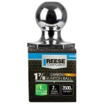 Reese 1-7/8" 3,500 lbs InterLock Trailer Hitch Tow Ball 1" Shank Diameter x 2" Shank Length Chrome