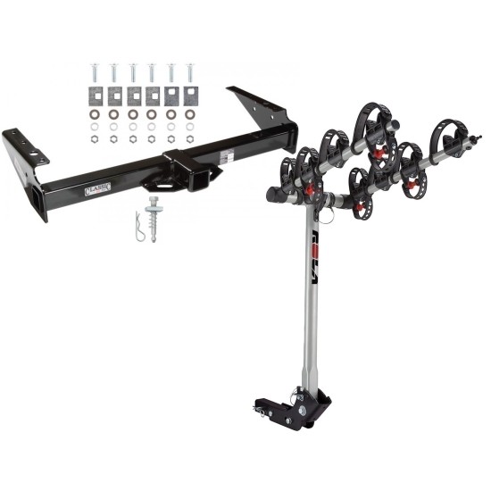 Trailer Tow Hitch For 92-00 Chevy GMC Suburban C/K Series Yukon Denali Escalade Blazer w/ 4 Bike Carrier Rack