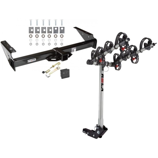 Trailer Tow Hitch For 92-00 Chevy GMC Suburban C/K Series Yukon Denali Escalade Blazer 4 Bike Rack w/ Hitch Lock and Cover