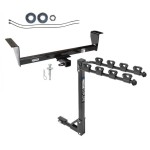 Trailer Tow Hitch w/ 4 Bike Rack For 01-06 Mitsubishi Montero Except Sport tilt away adult or child arms fold down carrier