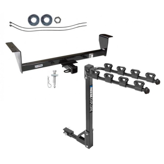 Trailer Tow Hitch w/ 4 Bike Rack For 01-06 Mitsubishi Montero Except Sport tilt away adult or child arms fold down carrier