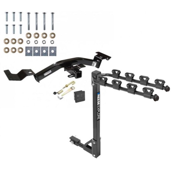 Trailer Tow Hitch w/ 4 Bike Rack For 01-07 Toyota Sequoia tilt away adult or child arms fold down carrier w/ Lock and Cover 