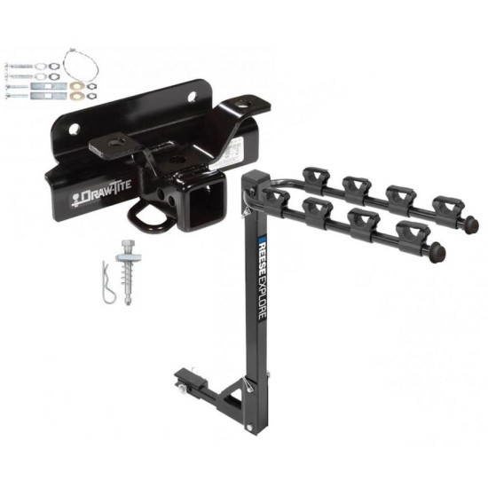 Trailer Tow Hitch w/ 4 Bike Rack For 03-09 Dodge Ram 1500 2500 3500 tilt away adult or child arms fold down carrier 