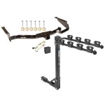 Trailer Tow Hitch w/ 4 Bike Rack For 04-09 Toyota Highlander Lexus RX 330 RX 350 tilt away adult or child arms fold down carrier w/ Lock and Cover