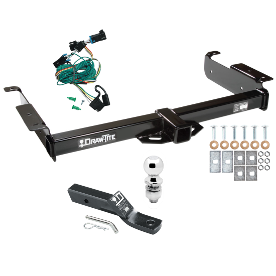 Trailer Tow Hitch For 96-99 Chevy Express GMC Savana 1500 2500 3500 Complete Package w/ Wiring and 2" Ball