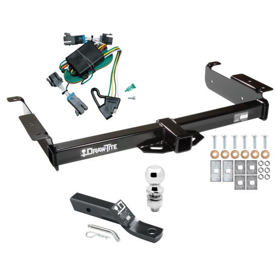 Trailer Tow Hitch For 00-02 Chevy Express GMC Savana 1500 2500 3500 Complete Package w/ Wiring and 2" Ball