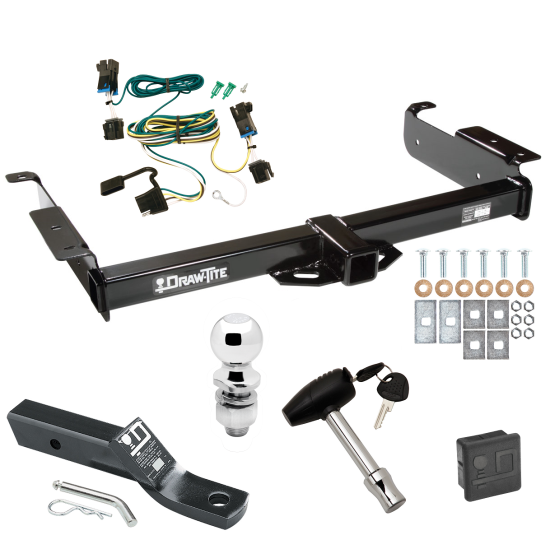 Trailer Tow Hitch For 03-24 Chevy Express GMC Savana 1500 2500 3500 Deluxe Package Wiring 2" Ball and Lock