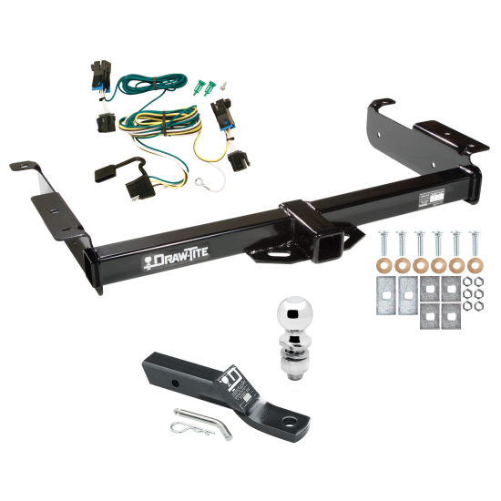 Trailer Tow Hitch For 03-24 Chevy Express GMC Savana 1500 2500 3500 Complete Package w/ Wiring and 2" Ball