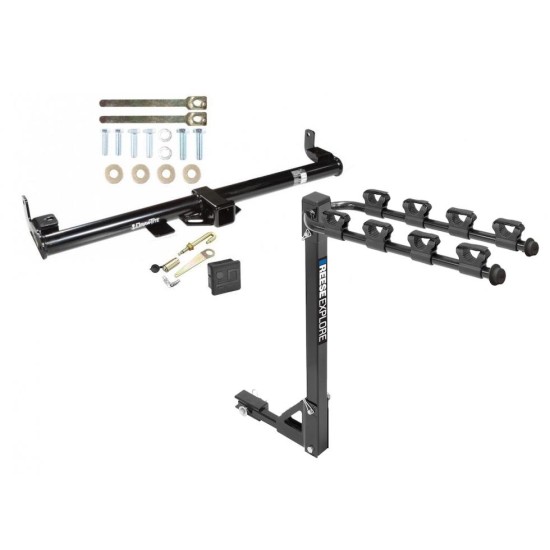 Trailer Tow Hitch w/ 4 Bike Rack For 97-06 Jeep Wrangler TJ tilt away adult or child arms fold down carrier