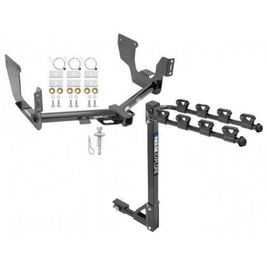 Trailer Tow Hitch w/ 4 Bike Rack For 15-21 Ford F-150 Raptor tilt away adult or child arms fold down carrier