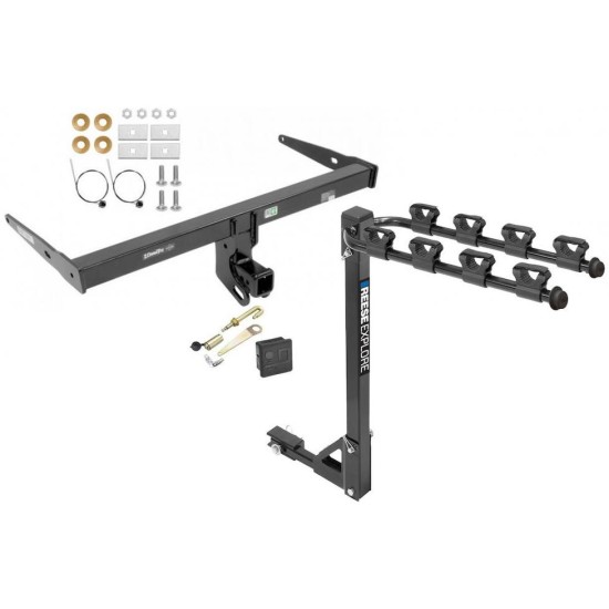 Trailer Tow Hitch w/ 4 Bike Rack For 13-18 Audi Q3 4 Bike Rack tilt away adult or child arms fold down carrier w/ Lock and Cover