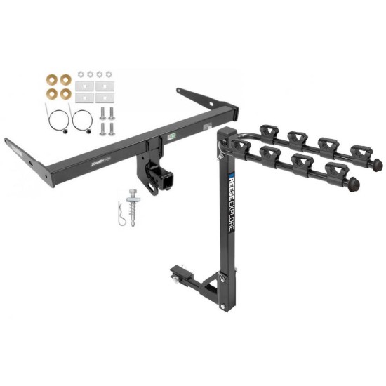 Trailer Tow Hitch w/ 4 Bike Rack For 13-18 Audi Q3 tilt away adult or child arms fold down carrier