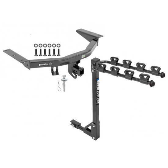 Trailer Tow Hitch w/ 4 Bike Rack For 16-22 Honda Pilot 14-20 Acura MDX tilt away adult or child arms fold down carrier