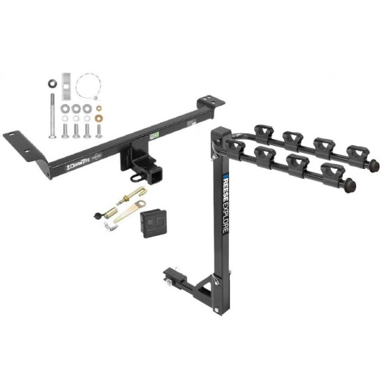 Trailer Tow Hitch w/ 4 Bike Rack For 12-19 Land Rover Range Rover Evoque tilt away adult or child arms fold down carrier w/ Lock and Cover