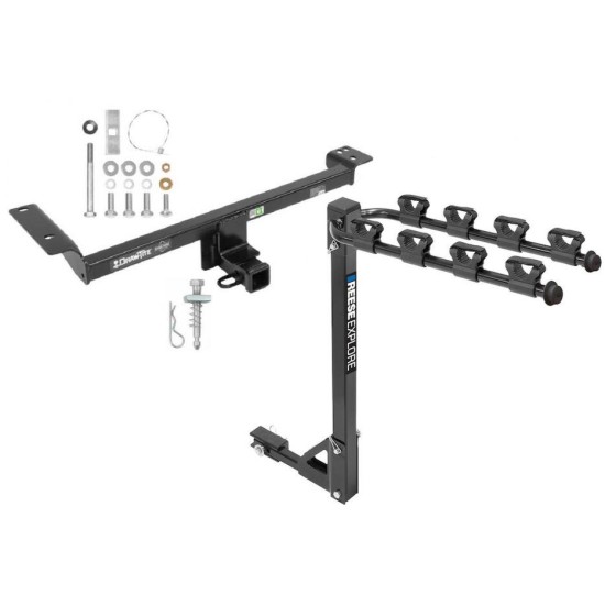 Trailer Tow Hitch w/ 4 Bike Rack For 12-19 Land Rover Range Rover Evoque tilt away adult or child arms fold down carrier