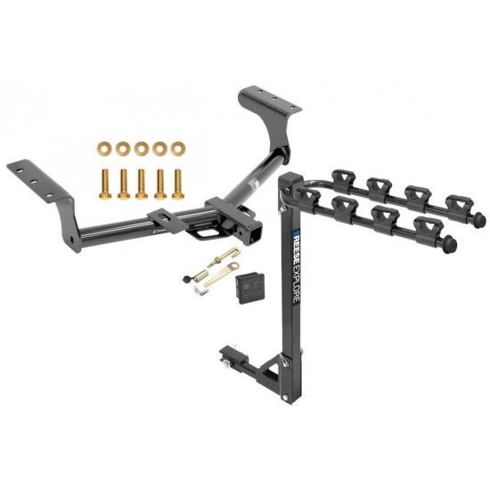 Trailer Tow Hitch w/ 4 Bike Rack For 06-18 Toyota RAV4 tilt away adult or child arms fold down carrier w/ Lock and Cover