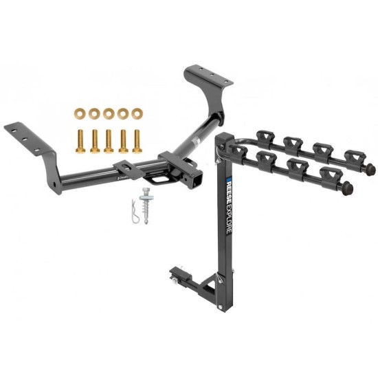 Trailer Tow Hitch w/ 4 Bike Rack For 06-18 Toyota RAV4 tilt away adult or child arms fold down carrier