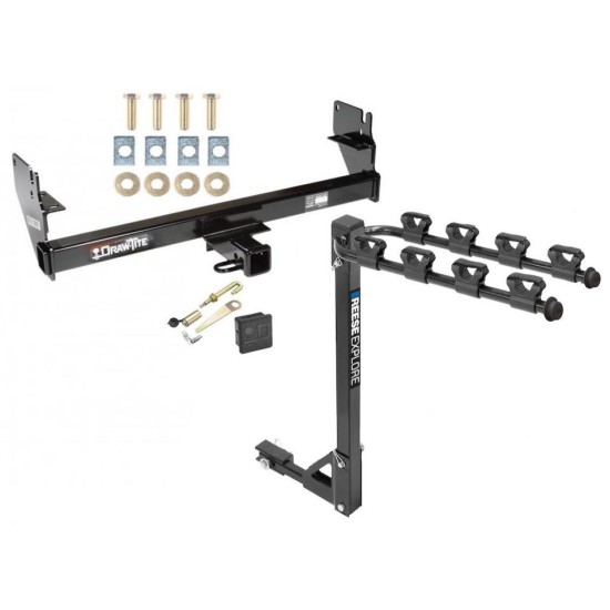 Trailer Tow Hitch w/ 4 Bike Rack For 05-15 Toyota Tacoma tilt away adult or child arms fold down carrier w/ Lock and Cover