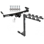 Trailer Tow Hitch w/ 4 Bike Rack For 05-24 Nissan Frontier Suzuki Equator tilt away adult or child arms fold down carrier