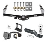 Trailer Hitch Package w/ Wiring For 99-13 Chevy Silverado GMC Sierra 1500 99-04-2500 LD w/ 2" Ball 2" Drop Mount 7-Way Pin Blade RV Class 3