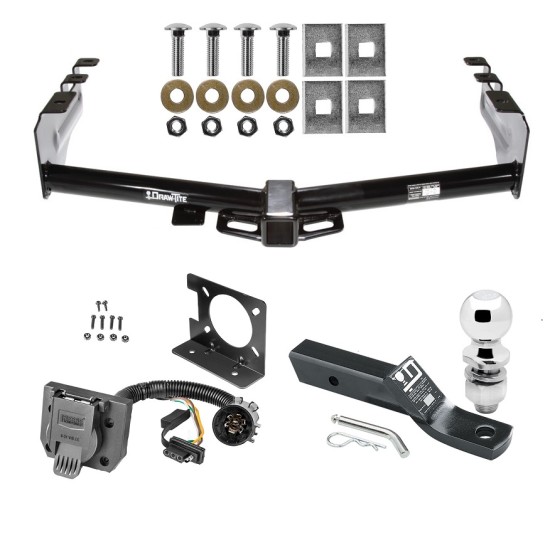 Trailer Hitch Package w/ Wiring For 99-13 Chevy Silverado GMC Sierra 1500 99-04-2500 LD w/ 2" Ball 2" Drop Mount 7-Way Pin Blade RV Class 3