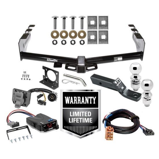 Trailer Hitch Brake Control and Wiring Kit For 99-02 Chevy Silverado GMC Sierra 1500 99-02 2500 LD w/ Dual 2" and 2- 5/16" Ball 2" Drop Mount 7-Way Pin Blade RV Controller