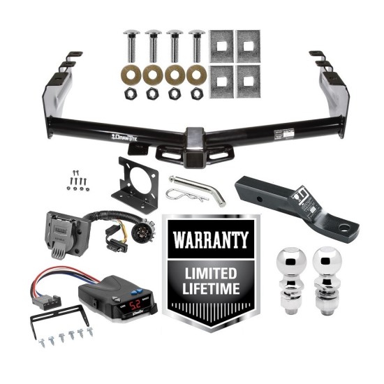 Trailer Hitch Brake Control and Wiring Kit For 07-13 Chevy Silverado GMC Sierra 1500 w/ Dual 2" and 2- 5/16" Ball 2" Drop Mount 7-Way Pin Blade RV Controller