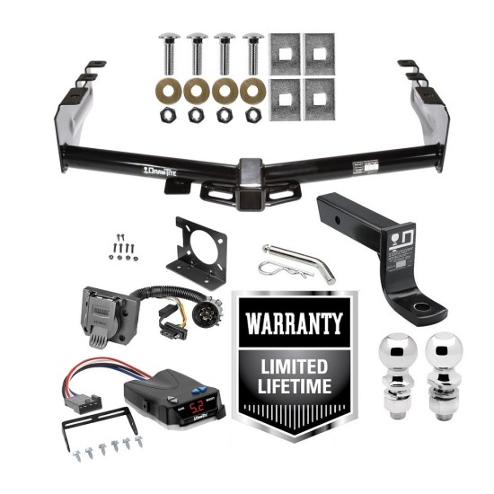 Trailer Hitch Brake Control and Wiring Kit For 07-13 Chevy Silverado GMC Sierra 1500 w/ Dual 2" and 2- 5/16" Ball 4" Drop Mount 7-Way Pin Blade RV Controller