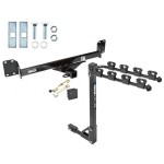 Trailer Tow Hitch w/ 4 Bike Rack For 04-10 VW Volkswagen Toureg tilt away adult or child arms fold down carrier w/ Lock and Cover