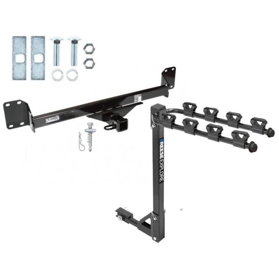 Trailer Tow Hitch w/ 4 Bike Rack For 04-10 VW Volkswagen Toureg tilt away adult or child arms fold down carrier