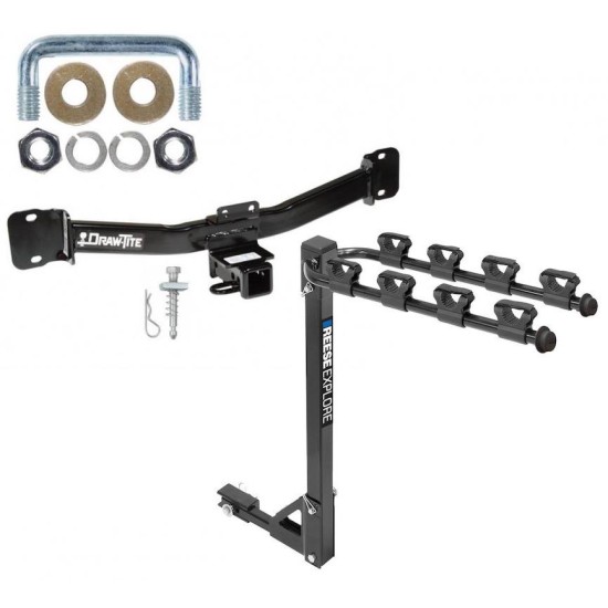 Trailer Tow Hitch w/ 4 Bike Rack For 04-10 BMW X3 tilt away adult or child arms fold down carrier
