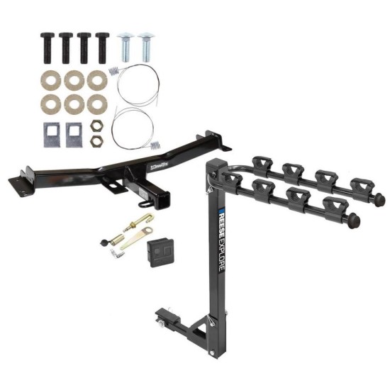 Trailer Tow Hitch w/ 4 Bike Rack For 07-14 Toyota FJ Cruiser 4 Bike Rack tilt away adult or child arms fold down carrier w/ Lock and Cover