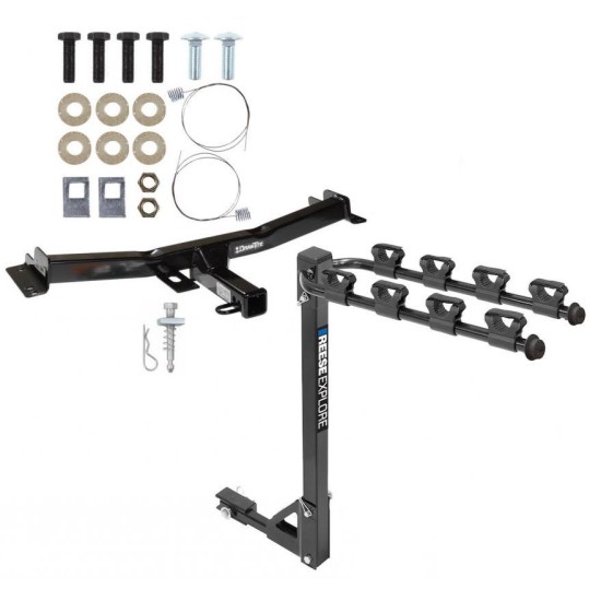 Trailer Tow Hitch w/ 4 Bike Rack For 07-14 Toyota FJ Cruiser tilt away adult or child arms fold down carrier