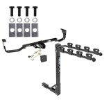 Trailer Tow Hitch w/ 4 Bike Rack For 07-09 Hyundai Santa Fe tilt away adult or child arms fold down carrier w/ Lock and Cover