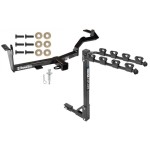 Trailer Tow Hitch w/ 4 Bike Rack For 06-11 Mitsubishi Endeavor tilt away adult or child arms fold down carrier