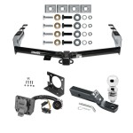 Trailer Hitch Package w/ Wiring For 99-13 Chevy Silverado GMC Sierra 1500 99-04-2500 LD w/ 2" Ball 2" Drop Mount 7-Way Pin Blade RV Class 4