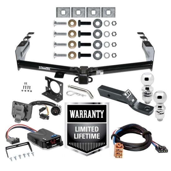 Trailer Hitch Brake Control Wiring Package For 03-07 Chevy Silverado GMC Sierra 1500 03-04 2500 LD w/ Dual 2" and 2- 5/16" Ball 2" Drop Mount 7-Way Pin Blade RV Controller