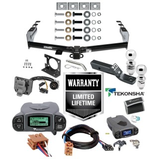 Trailer Hitch Tow Package w/ Tekonsha Prodigy P3 Brake Control For 99-02 Chevy Silverado GMC Sierra 1500 99-02 2500 LD w/ Dual 2" and 2- 5/16" Ball 2" Drop Mount 7-Way Pin Blade RV Controller