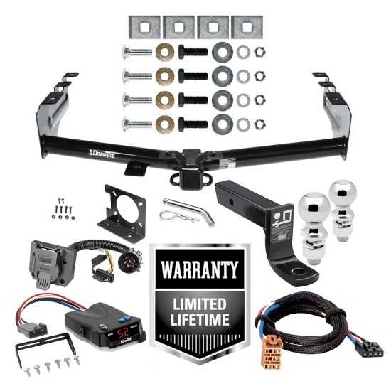 Trailer Hitch Brake Control Wiring Package For 03-07 Chevy Silverado GMC Sierra 1500 03-04 2500 LD w/ Dual 2" and 2- 5/16" Ball 4" Drop Mount 7-Way Pin Blade RV Controller