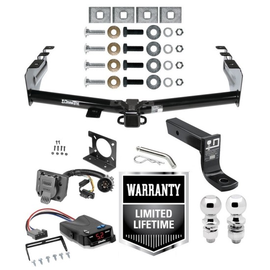 Trailer Hitch Brake Control Wiring Package For 07-13 Chevy Silverado GMC Sierra 1500 w/ Dual 2" and 2- 5/16" Ball 4" Drop Mount 7-Way Pin Blade RV Controller