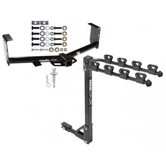 Trailer Tow Hitch w/ 4 Bike Rack For 07-21 Toyota Tundra tilt away adult or child arms fold down carrier