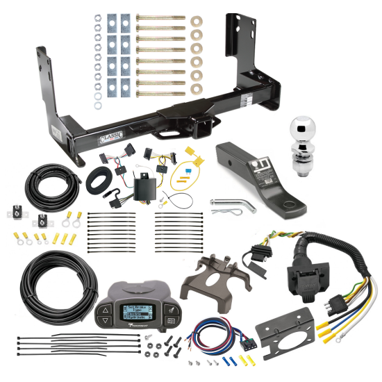 Trailer Hitch and Brake Control Kit For 14-22 Mercedes-Benz Sprinter Freightliner 2500 3500 w/ Tekonsha Prodigy P3 Controller 7-Way RV Wiring Harness Complete System Receiver 2" Tow Ball w/o factory step bumper