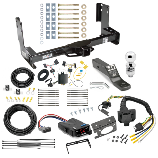 Trailer Hitch and Brake Control Kit For 07-13 Mercedes-Benz Sprinter Freightliner 2500 3500 07-09 Dodge Sprinter 3500 Controller 7-Way RV Wiring Harness Complete System Receiver 2" Tow Ball w/o factory step bumper