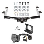 Trailer Hitch w/ Wiring Kit For 01-10 Chevy Silverado GMC Sierra 2500 3500 7-Way Pin Blade RV 4-Flat Plug Harness Light w/ Bracket